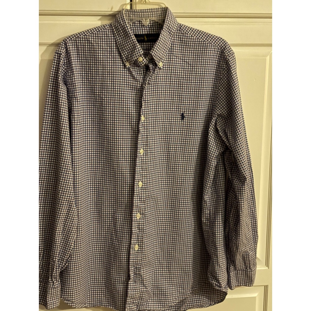 Ralph Lauren Mens Gingham Button‎ Down Shirt Long Sleeve Casual Classic Fit L
